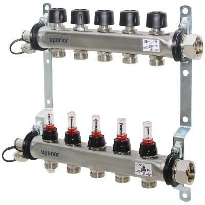 Distributeur de circuit de chauffage Uponor Vario S 1086543 en acier inoxydable, FM 7 x 3/4 Eurocone, en tant que distributeur complet