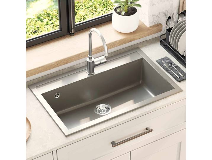 vidaXL Waschbecken Granit 795 x 505 mm Grau