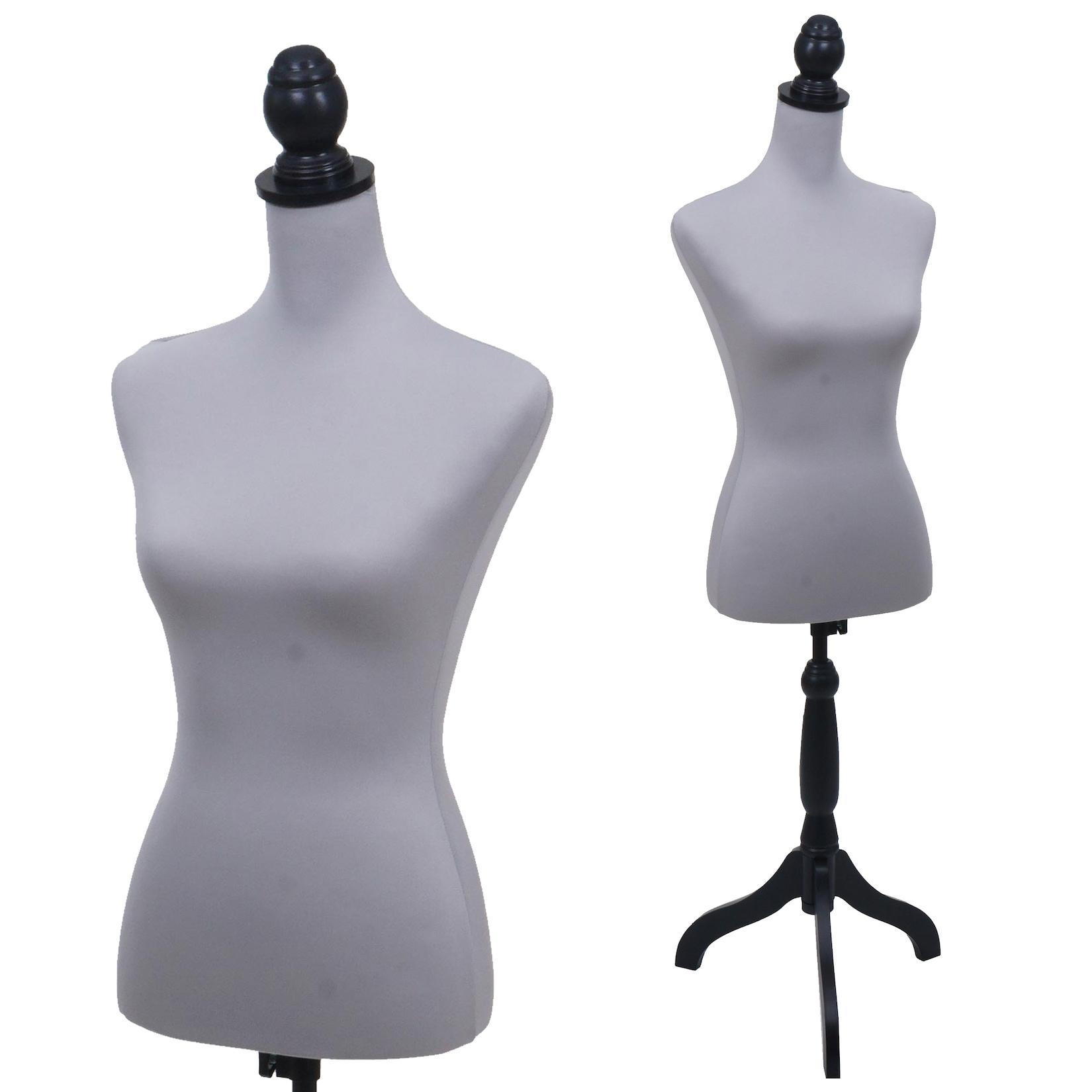 Schneiderpuppe MCW-Q24, Schaufensterpuppe Torso weiblich, Schaumstoff, abnehmbarer Bezug, MVG-zertifiziert ~ grau