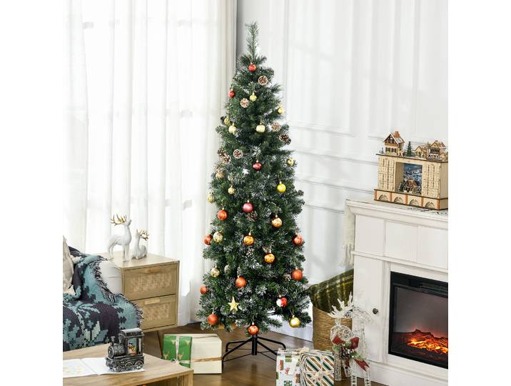 HOMCOM Sapin Noël Artificiel Enneigé Support Acier Pliable