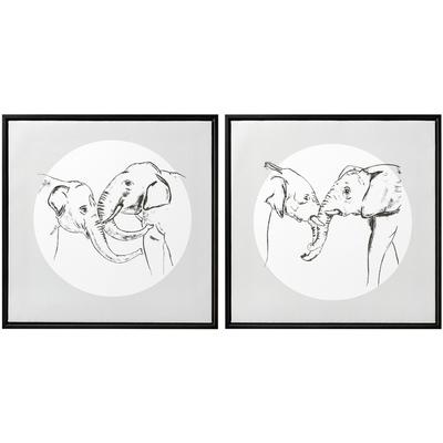 Bild mit Rahmen CREATIV HOME "Deko-Bild Elephants", farbe rahmen: schwarz, farbe bild(er): grau, B:40cm H:40cm T:2,5cm, Bilder, in quadratischer Ausführung