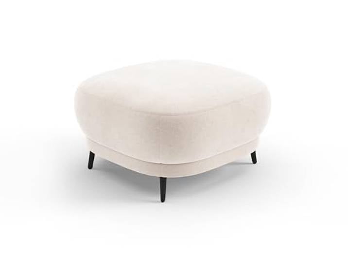 CAVADORE Hocker Blue/Polsterhocker im modernen Design mit mattschwarzen Metallfüßen, ideal als Fußhocker oder Sitzgelegenheit / 90 x 49 x 90 / Mikrofaser, Beige
