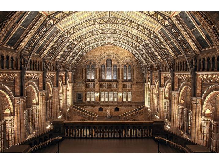 Fototapete PAPERMOON NATURHISTORISCHES MUSEUM-LONDON ZIEGEL GEBÄUDE , bunt, B:4,5m L:2,8m, Vlies, Tapeten, Fototapete