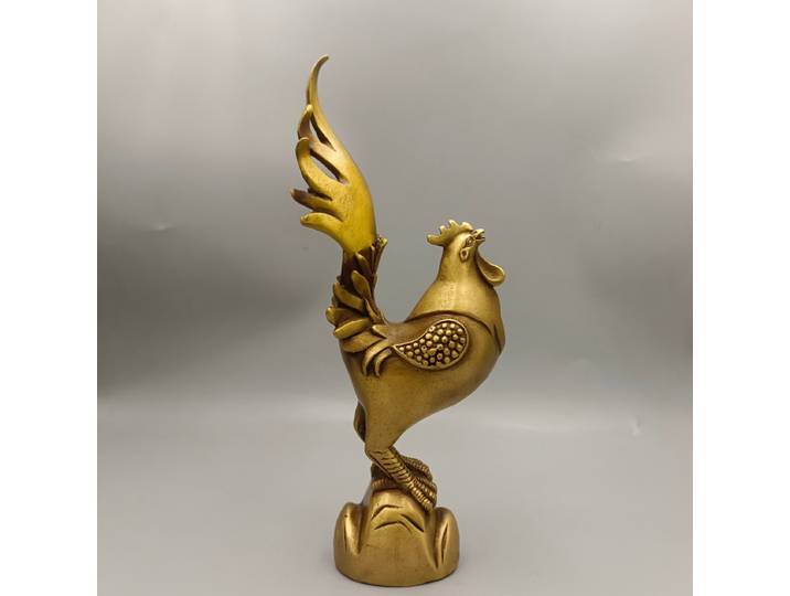 Ornement en Cuivre « Aube du Coq Doré » – Décoration Maison & Bureau, Cadeau, Artisanat, Objet de Collection