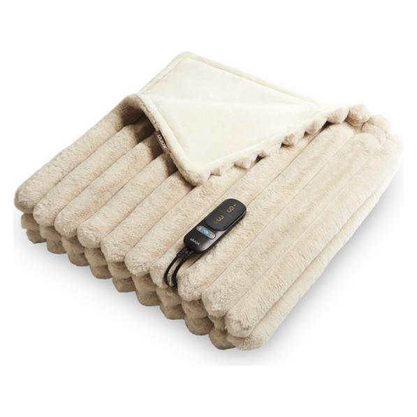 Duux Yentl Striped Elektrisch Warmtedeken 200x200 cm - 9 standen - Beige (200 x 200 cm) (DXOB01)