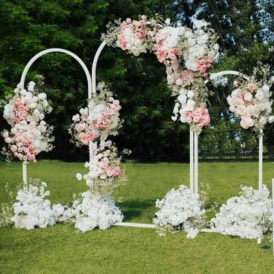 FATIVO DIY 3 Sizes Metal Wedding Tall White Arch Backdrop Stand Arched Flower Stand