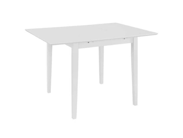 3-tlg. Esszimmer Set MDF Weiß Massivholz, Kautschuk klappbar, 2 Stühle, einfache Montage, 110 kg am Platz