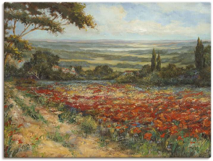 Wandbild ARTLAND Weg am Mohnfeld , grün (farbe bild(er): grün), B:60cm H:45cm, Bilder, Wandbild, als Leinwandbild, Poster in verschied. Grössen
