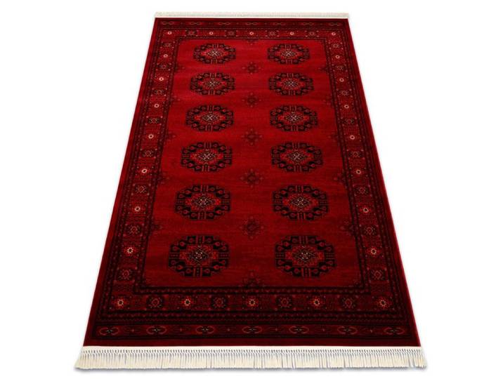Tapis ORIENT 6871 bordeaux / noir Cadre classique ornement à franges - 250x350 cm