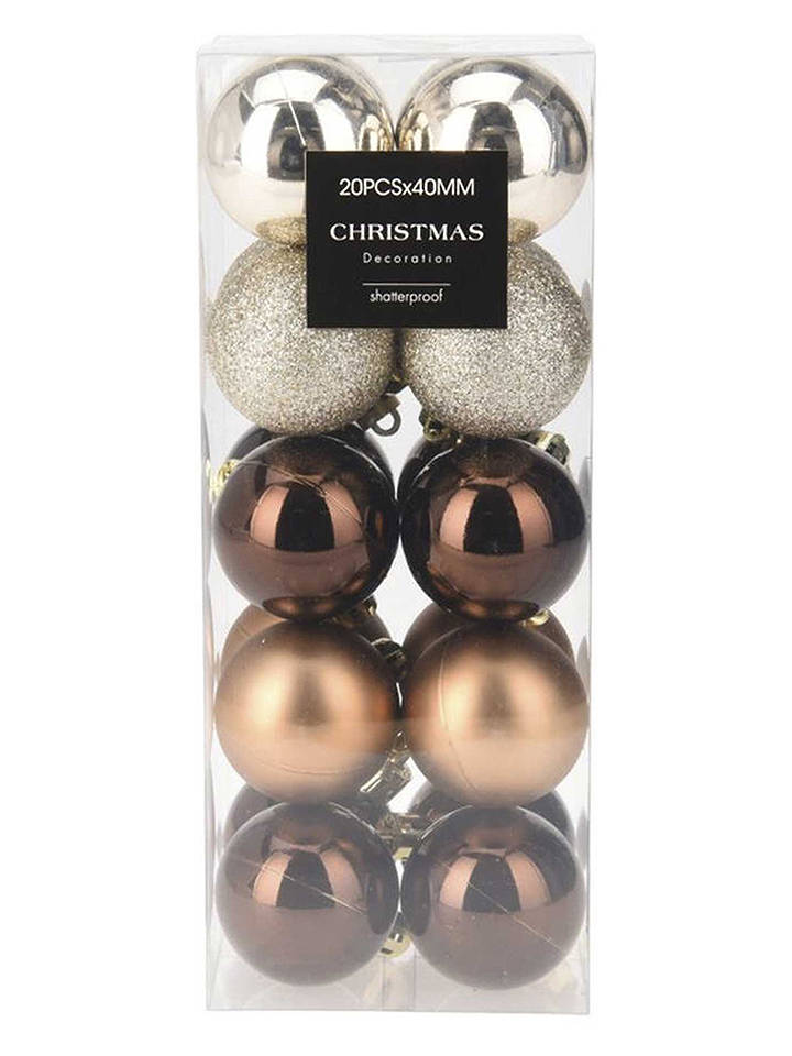 WellHome Christbaukugeln in Silber/ Braun - 20 Stück - onesize