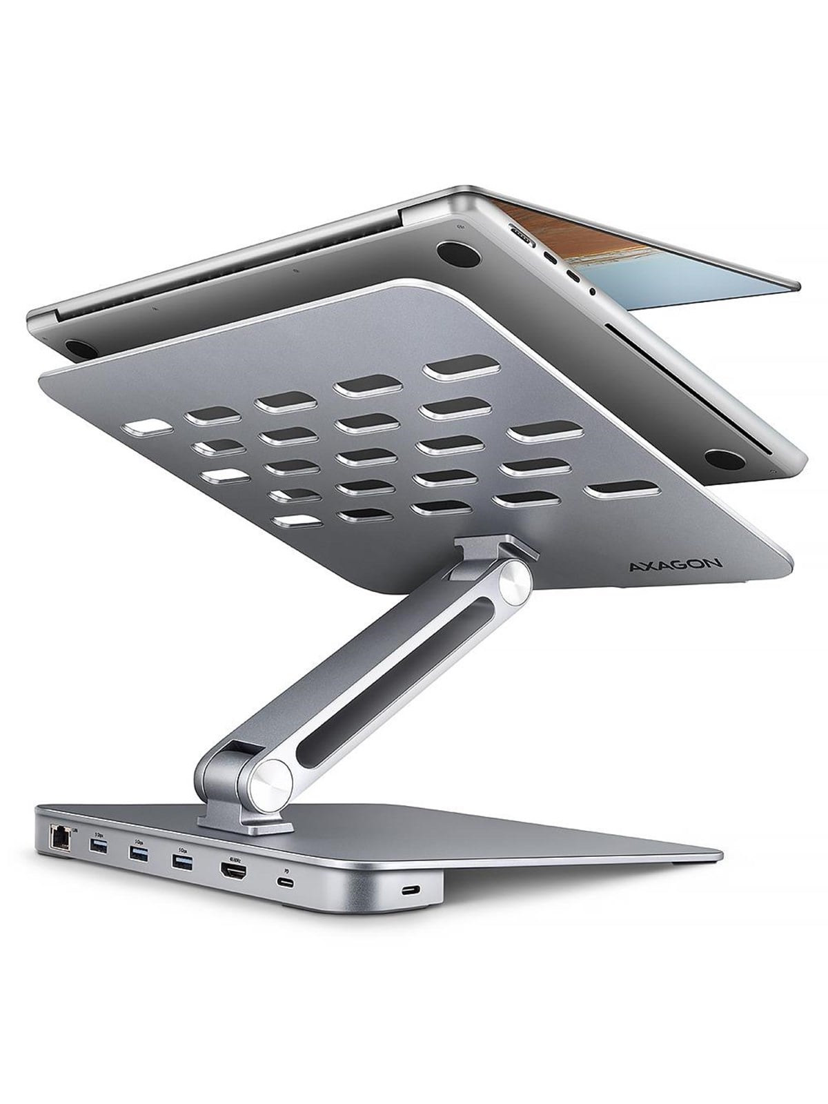 AXAGON Aluminium-Ständer 7-in-1 USB-C 5 Gbps Hub USB-Hubs - USB 3.2 - 7 - silber