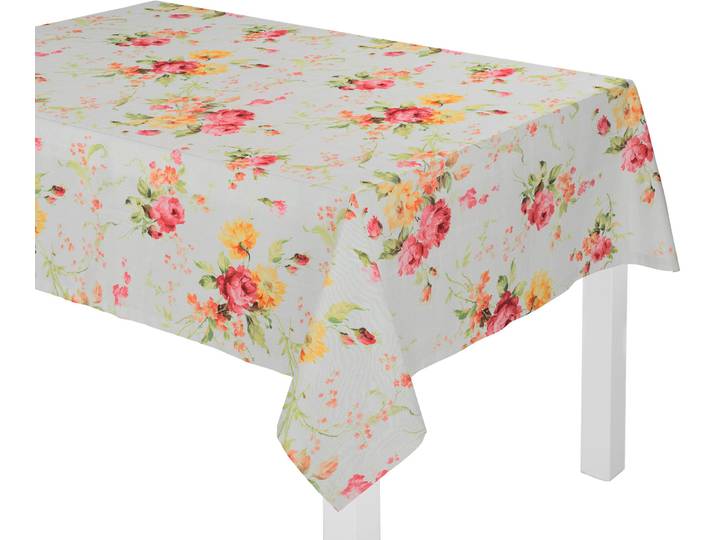 Tischdecke WIRTH MONTROSE Gr. 4, rot (rot, gelb), B:130cm L:190cm, Polyester, Tischdecken, Tischdecke, oval