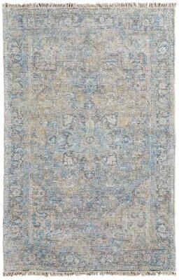 Grand Bazaar Ramey Vintage Space Dyed Wool Rug, Blue/Beige, Area Rug