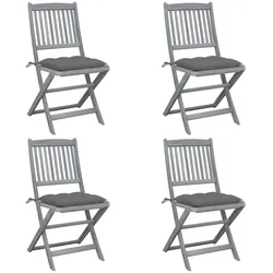 vidaXL 4x Akazienholz Massiv Gartenstuhl Klappbar mit Kissen Klappstuhl Holzstuhl Stuhl Gartenmöbel Stühle Terrassenstuhl Balkonstuhl