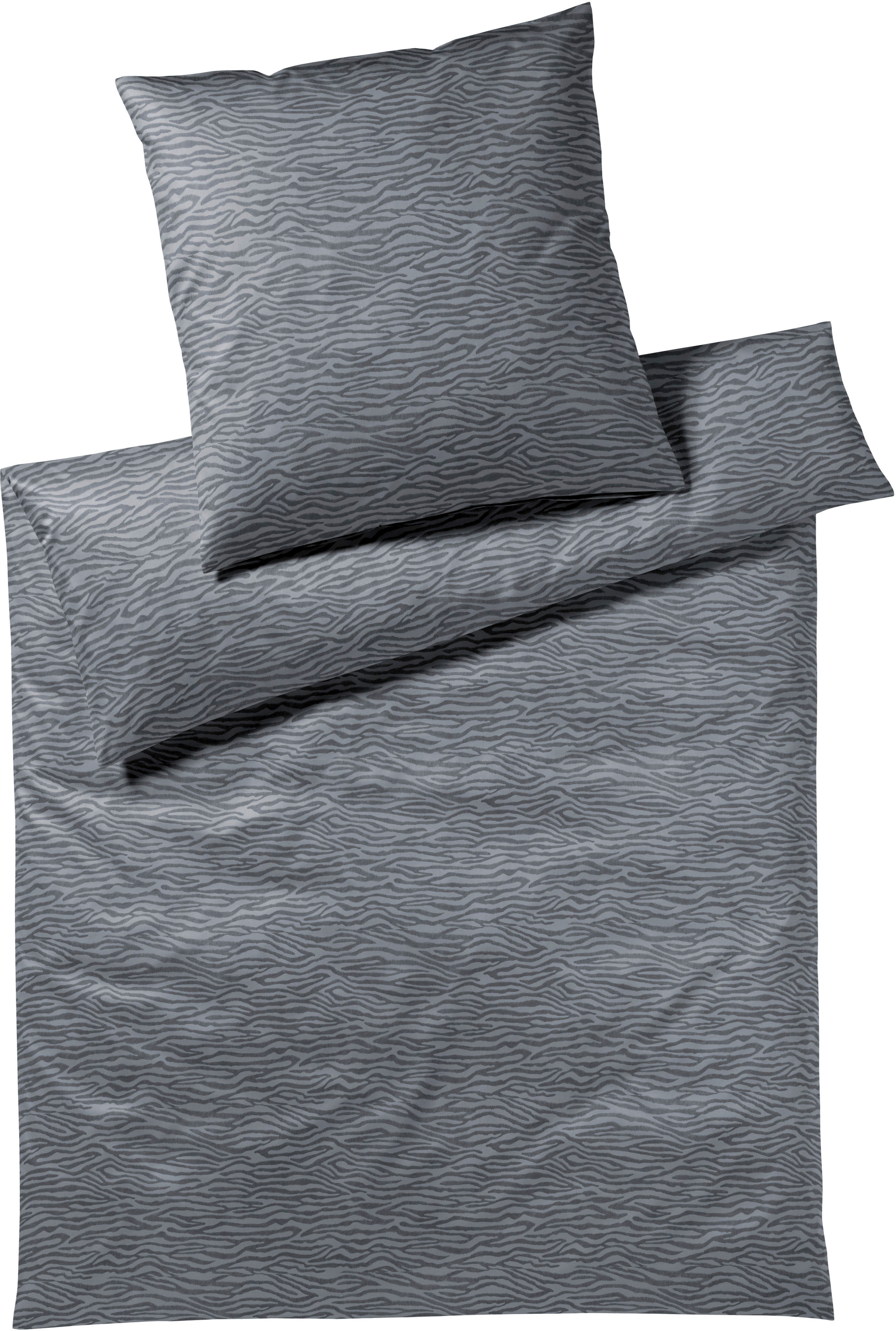 Bettwäsche ELEGANTE "Etosha", grau (granit), B/L: 135cm x 200cm, 1 Stk., 1 Stk., Mako-Satin, B/L: 80cm x 80cm, 2 Stk., Mako-Satin, Obermaterial: 100% Baumwolle, Bettwäsche, Bettwäsche, angenehmes Hautgefühl