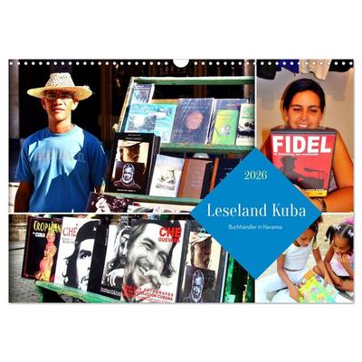 Leseland Kuba - Buchhändler in Havanna (Wandkalender 2026 DIN A3 quer), CALVENDO Monatskalender