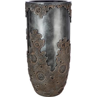 Übertopf GILDE "Übertopf XXL rund Nebula anthrazitfarben", grau (goldfarben, schwarz), B:30cm H:70cm T:30cm Ø:30cm, Fiberglas, Pflanzgefäße, Übertopf, XXL, Nebula, Pflanzgefäß, Indoor, Dekoration, Wohnzimmer