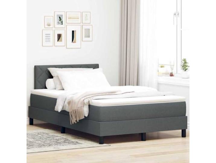 Atmungsaktiver Stoffbezug Elegantes minimalistisches Design Boxspringbett Boxspringbett mit Matratze Dunkelgrau 120x200 cm Stoff Doppelbett mit verstellbarem Kopfteil Taschenfederkern Komfort Luxus