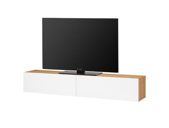 TV-Lowboard Skizai Front: MDF Mitteldichte Holzfaserplatte , lackiert Korpus: MDF Mitteldichte Holzfaserplatte , furniert Braun/Weiß/Hochglanz