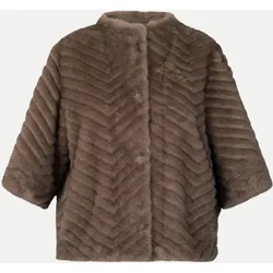 Faux-Fur Kurzjacke im Fischgrat-Muster Braun 38