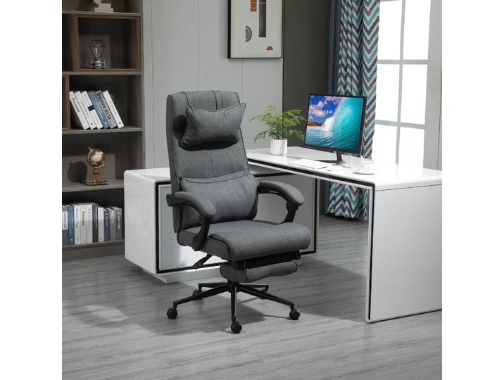 Vinsetto Chaise Bureau Ergonomique Réglable avec Repose-Pieds Grise