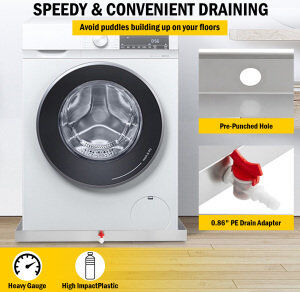 Blue Elephant Washing Machine Pan Heavy Duty Washing Machine Tray with 4 Pcs Anti-Vibration Washing Machine Feet, Washer Pan, No Hole 7.6cm H X 63.5cm W X 68.6cm D