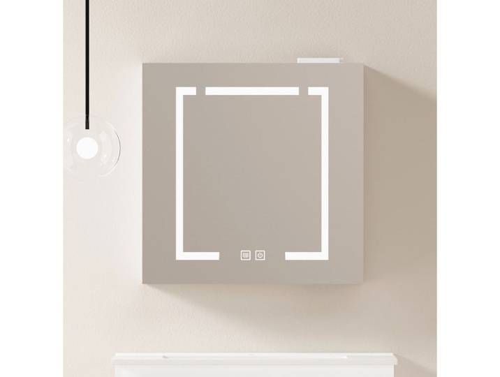 WOVREO Armoire miroir LED murale 60 cm avec rangement MDF et verre blanche