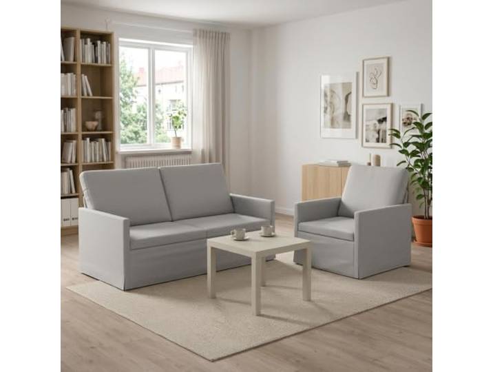 Sofa-Set 2 pcs Wolkengrau Stoff Metallrahmen,Schaumstofffüllung,Polyesterstoff,Kissen-Rücken,Montageanleitung,2 Personen