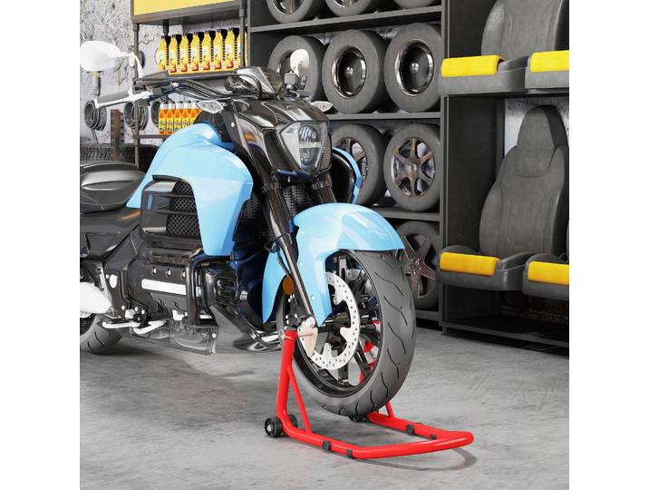 HOMCOM Supports Moto Avant/Arrière Acier Rouge 544kg