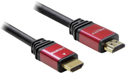 Delock HDMI Anschlusskabel HDMI-A Stecker, HDMI-A Stecker 2.00 m Rot/Schwarz 84333 vergoldete Steckkontakte, mit Ferritkern HDMI-Kabel