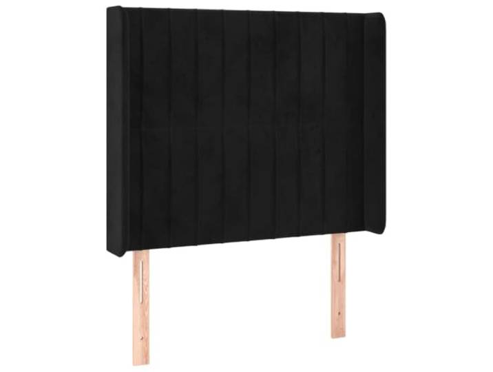 Makastle Kopfteil mit Ohren Schwarz Samt 103x16x118 cm Höhenverstellbar