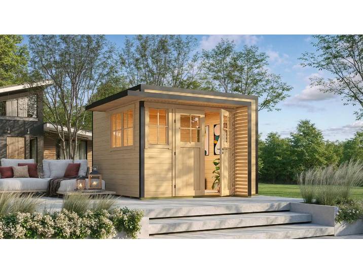 Gartenhaus weka Amberley 28 mm inkl. Fußboden, Fenster 350 x 353 cm natur
