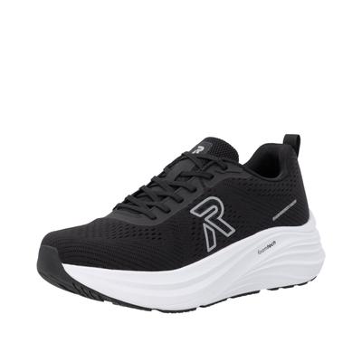 Plateausneaker RIEKER SPORT, Herren, Gr. 42, schwarz, Textil, unifarben, Schuhe Plateausneaker, Freizeitsneaker, Halbschuh, Schnürschuh mit Plateau