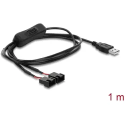 DELOCK Lüfterkabel USB-A St > 2x4 Pin Lüfteranschluss-St 1m