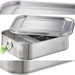 APS 66901 Hochwertige Edelstahl Lunchbox / Brotdose 1.100 ml inkl. Trennwand / auslaufsichere Frischhaltedose