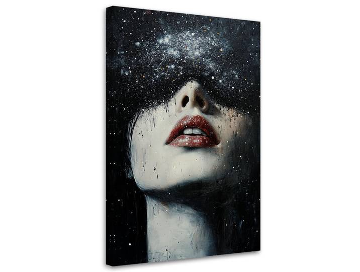 Feeby Wandbild frau stern portrait abstraktion, Schwarz, Abstrakt, Rechteckig, 70x100 cm, Bilder & Rahmen, Bilder, Leinwandbilder