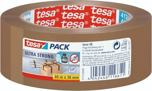 tesa pack Verpackungsklebeband ultra strong, 38 mm x 66 m braun