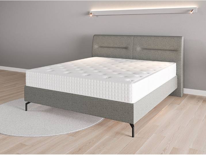 Boxspringbett 180x200 Nr. 2 - Grau (Staubgrau) - Feiner Strukturstoff