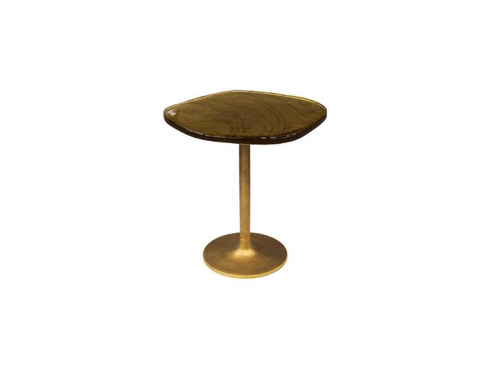 Kawola Beistelltisch Dari Gold Glas, Goldfarben, Metall, Organisch, 53x50x42 cm, Wohnzimmer, Wohnzimmertische, Beistelltisch