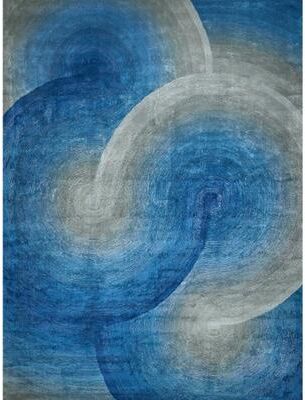 Exquisite Rugs Mitomo hand-tufted Wool/Bamboo Silk Gray/Blue Area Rug