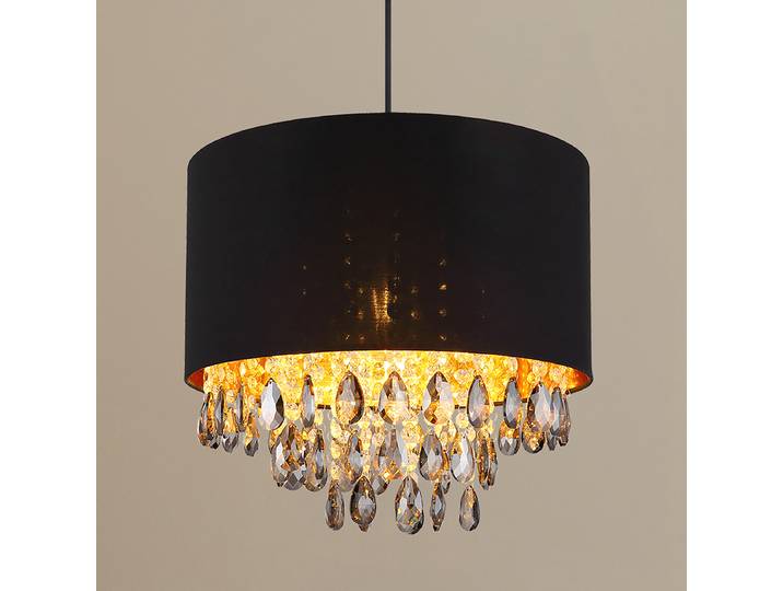home24 Hanglamp Coletta Ø 40cm zwart structuurstof LED E27