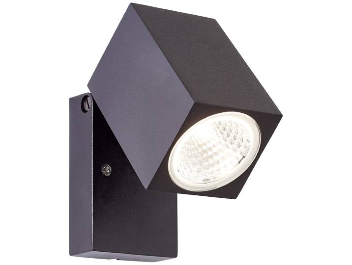 BRILLIANT Wandstrahler Burk , Energieeffizienz: F, schwarz, 1, H: 10cm, 1 Stk., Leuchten, LED-Wandspot - Kopf schwenkbar - 10cm Höhe x 65cm Breite, Wandstrahler