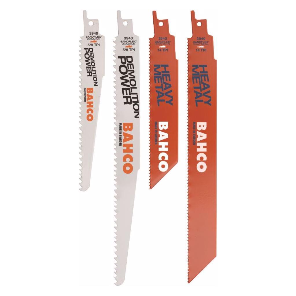 Bahco Sandflex Bimetall-Säbelsägeblätter-Satz für Schwermetalle und Abbrucharbeiten - 5-teilig (3940-HDD-SET-5P)