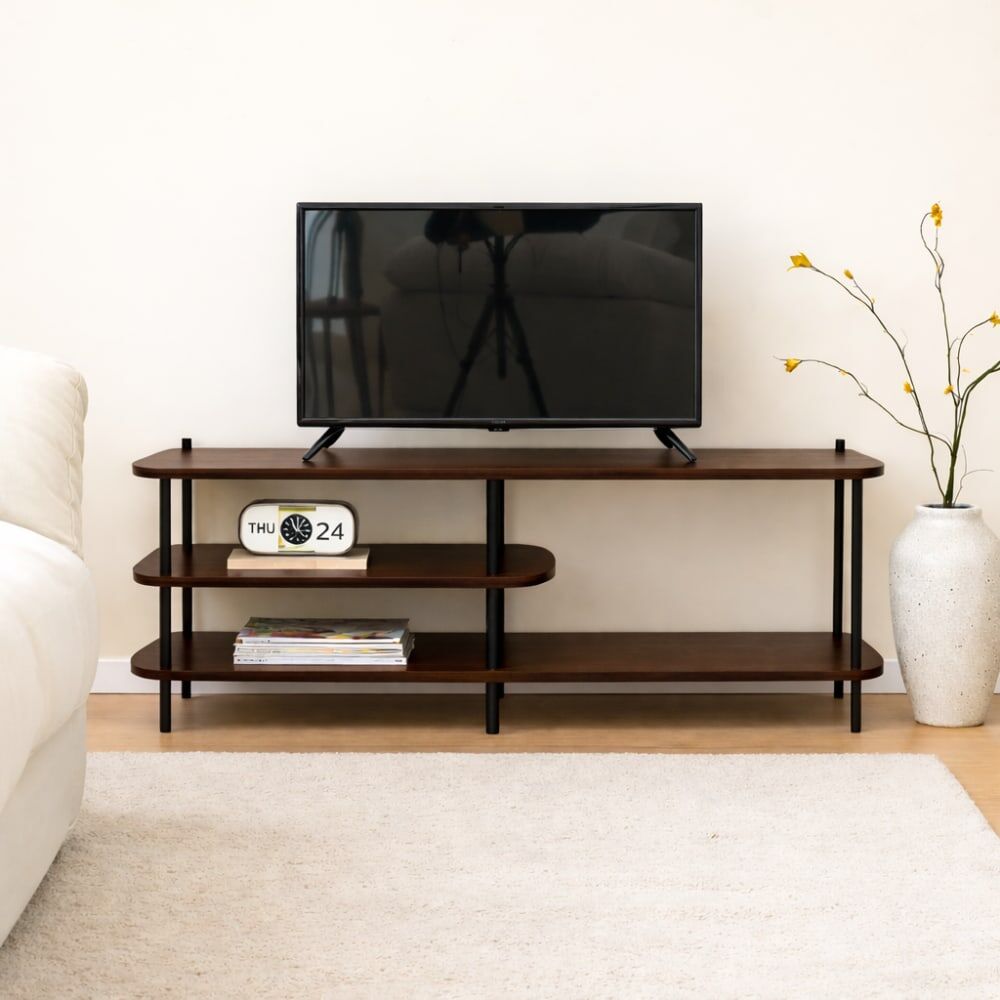 Nordlys Meuble tv style moderne en métal et bois marron Marron 40x49x140cm