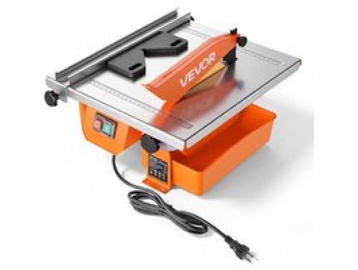 VEVOR Coupe-Carrelage Électrique 180mm, 3000 tr/min avec Lame en Acier 65Mn, Scie à Carrelage à Eau Coupe en Biseau Réglable 0-45°, Réservoir d'Eau Amovible ,Moteur Puissant pour Carrelage et Pierre