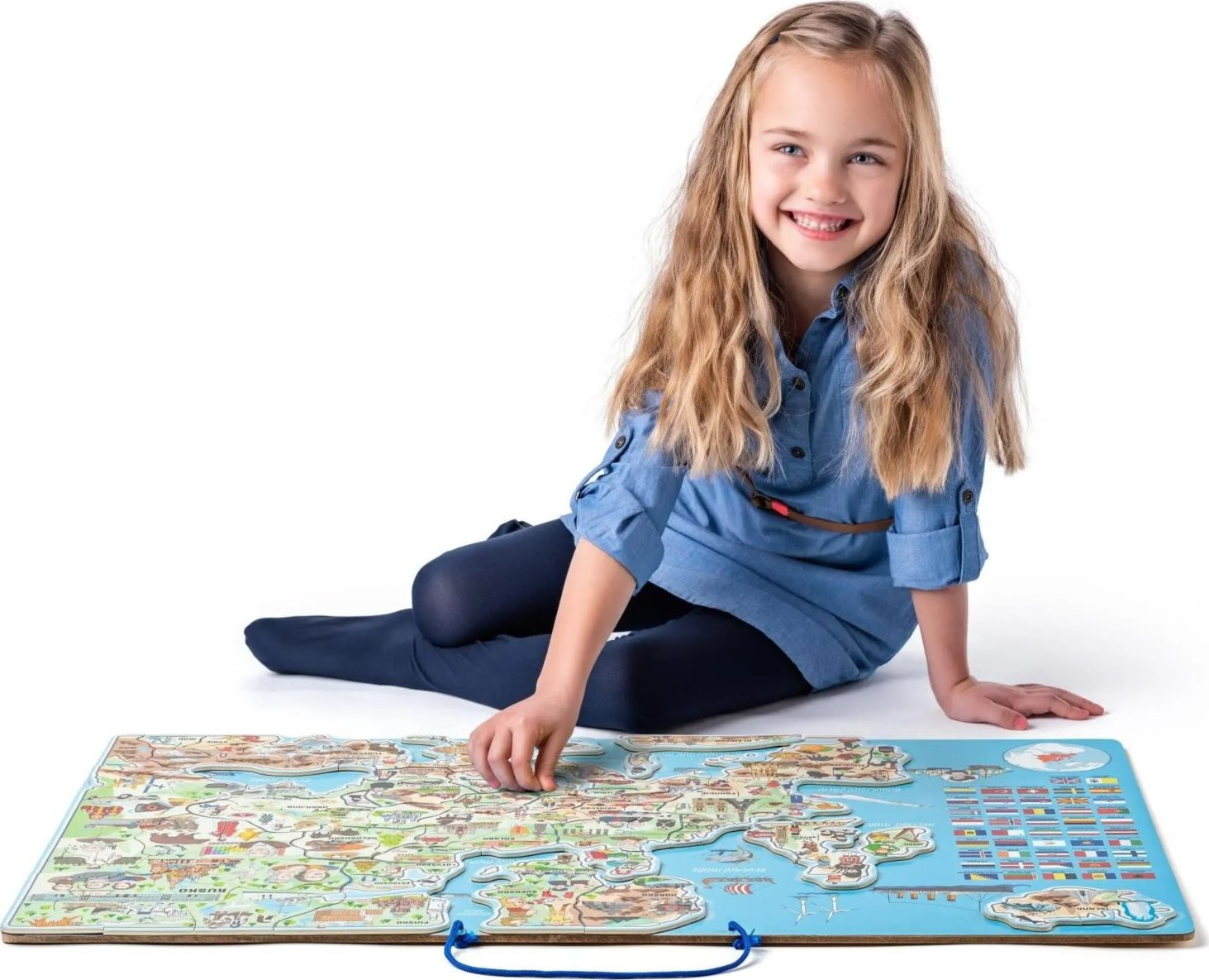 Woody Magnetische kaart van Europa gezelschapsspel voor 3 spelers Engels