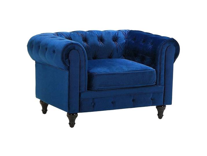 SESSEL Samtstoff kobaltblau Chesterfield