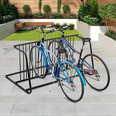GDFStudio - Rylan Modern Freestanding Floor Storage Bike Rack with Metal Double-Sided, 10 Bike Capacity - N/A