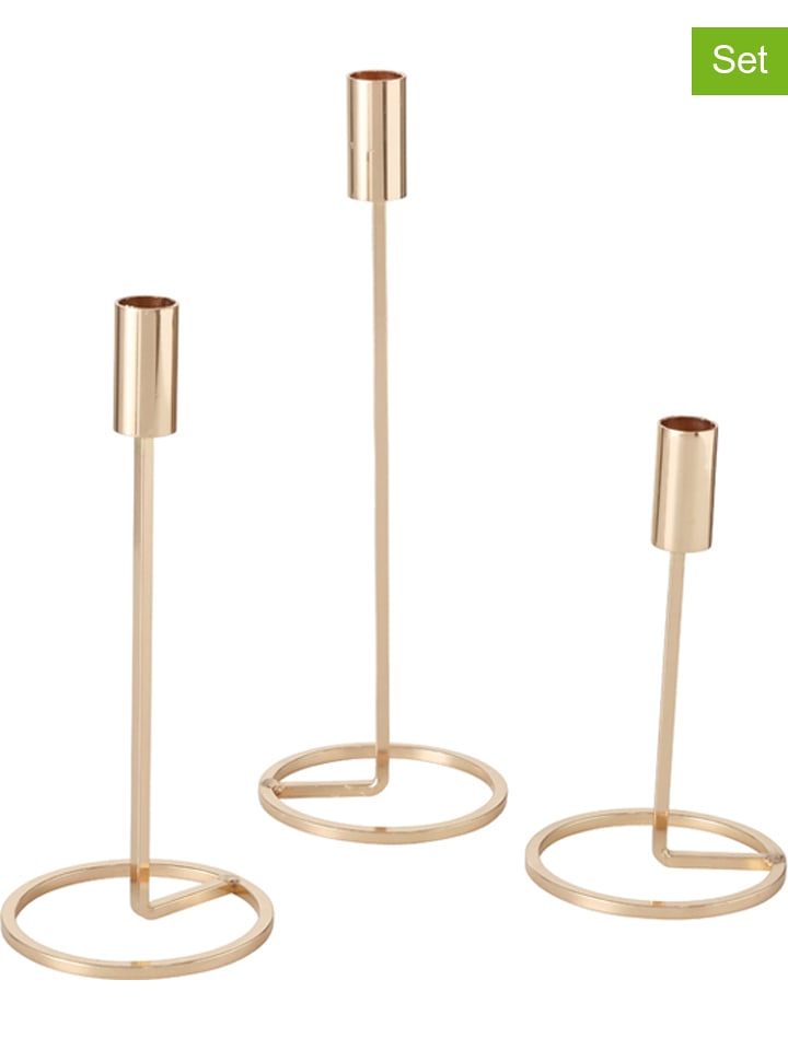 Boltze 3er-Set: Kerzenständer "Fio" in Gold - onesize