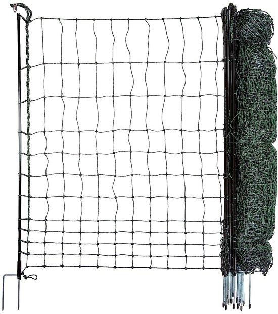 Groen Kippenhek met stabiele glasvezel palen, 50 meter, Hoogte: 120 cm
